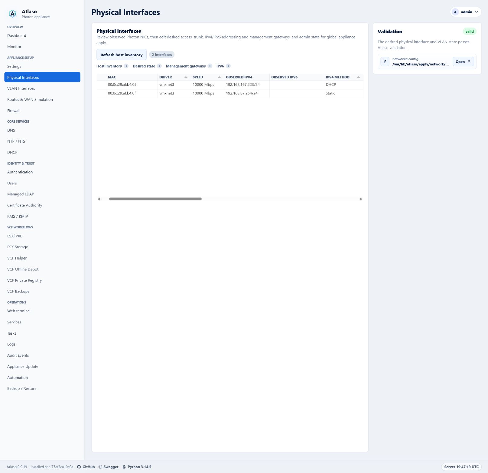 Physical Interfaces direct-edit Tabulator reference